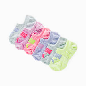 Calcetines tobilleras de algodón para niñas [paquete de 6], BLANCO / ROSADO